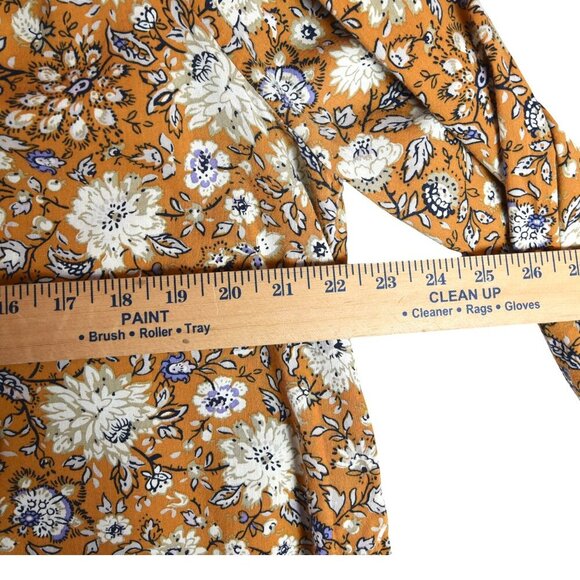 Old Navy Boho Floral Blouse L Rust Mustard Prairie Peasant Top - Picture 7 of 8